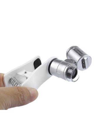 Микроскоп 60х мини с подсветкой и ультрафиолетом для смартфонов Kromatech 9882-W